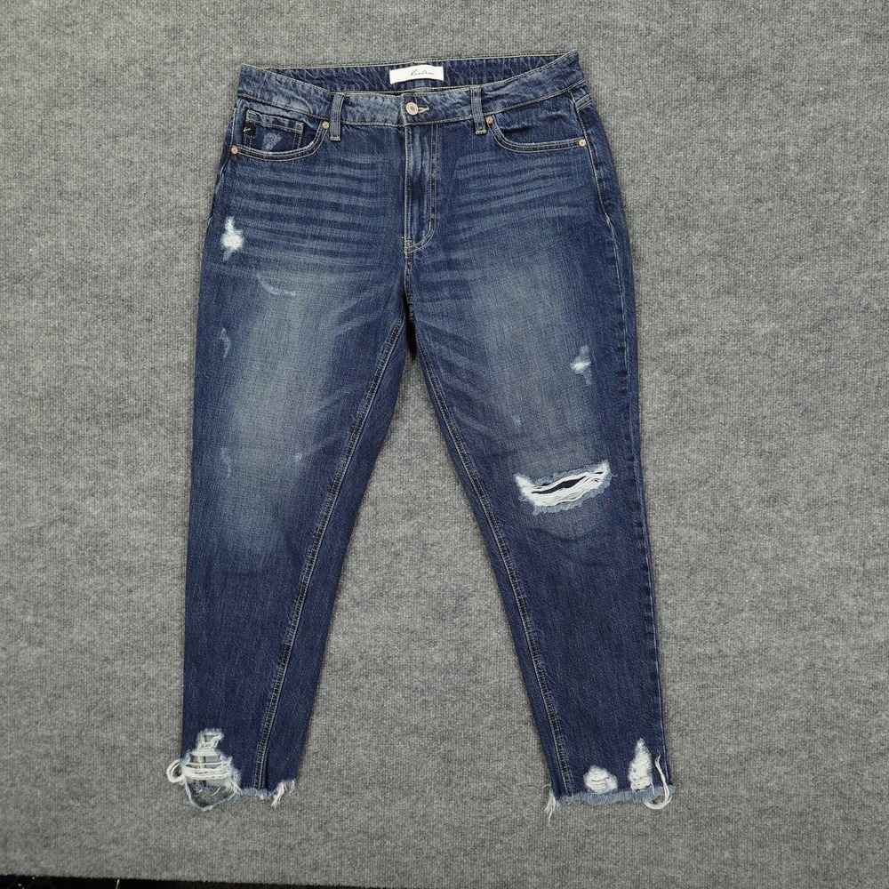 KanCan Jeans Womens 9 28x29 Blue Distressed‎ Skinny Denim Mid Rise Medium Wash
